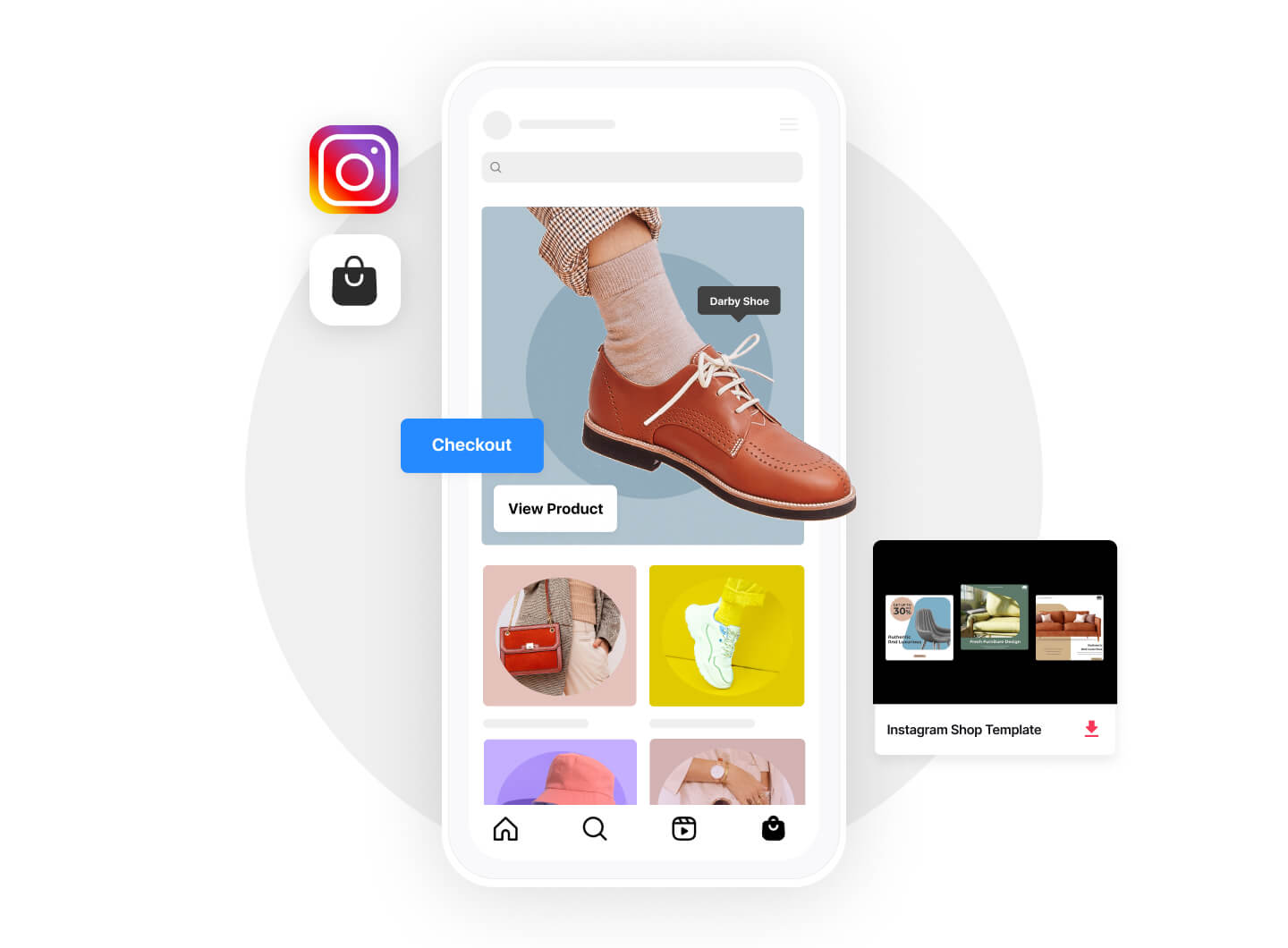 Instagram Shopping checkout screen showing product view