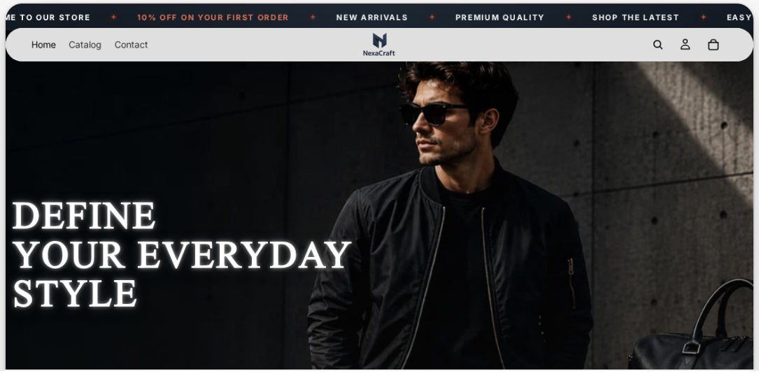 Shopify store desktop view