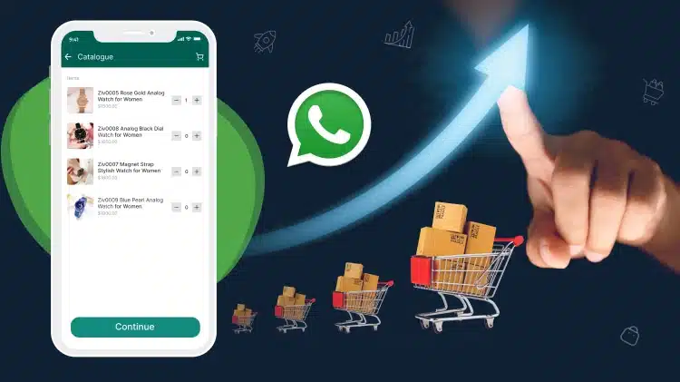 WhatsApp Business catalog showing product shopping experience